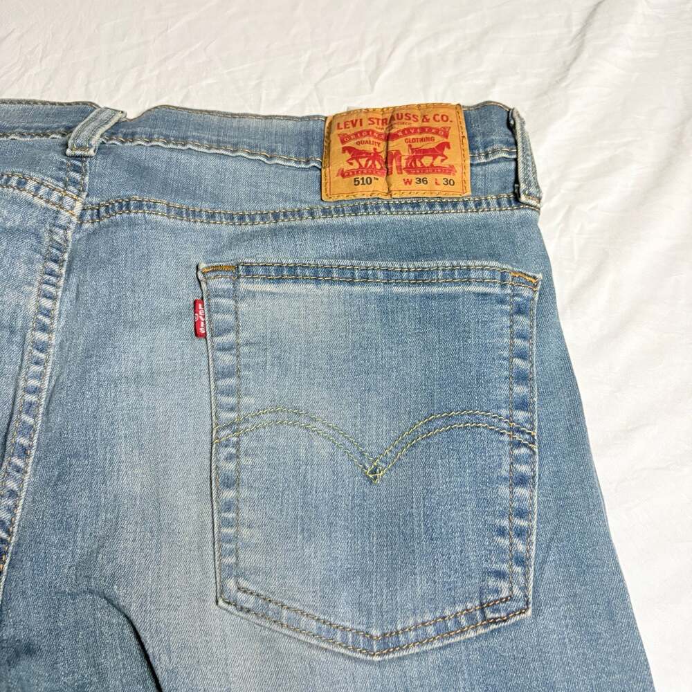 Levi's 510 Skinny Fit Jeans Men's W36 L30 Light Wash - Picture 5 of 6
